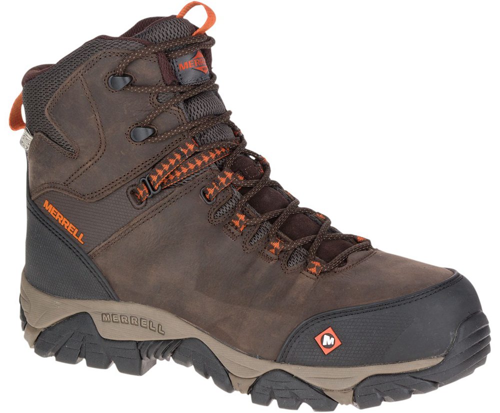 Botas Homem - Merrell Phaserbound Mid Waterproof Comp Toe Wide Width - Marrom - JTM092673